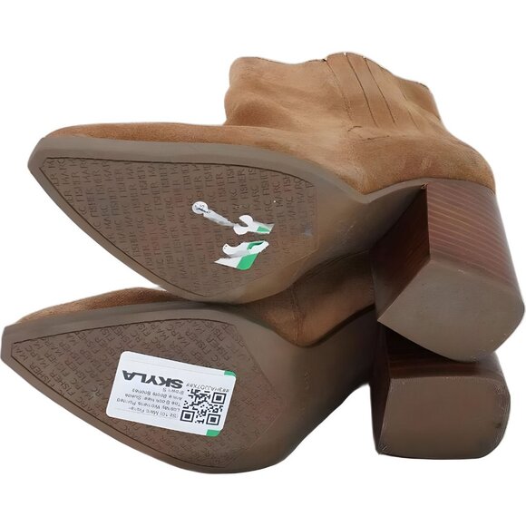 Marc Fisher Loshay Suede Ankle Boots Brown Block Heel Size 10 - Picture 6 of 6